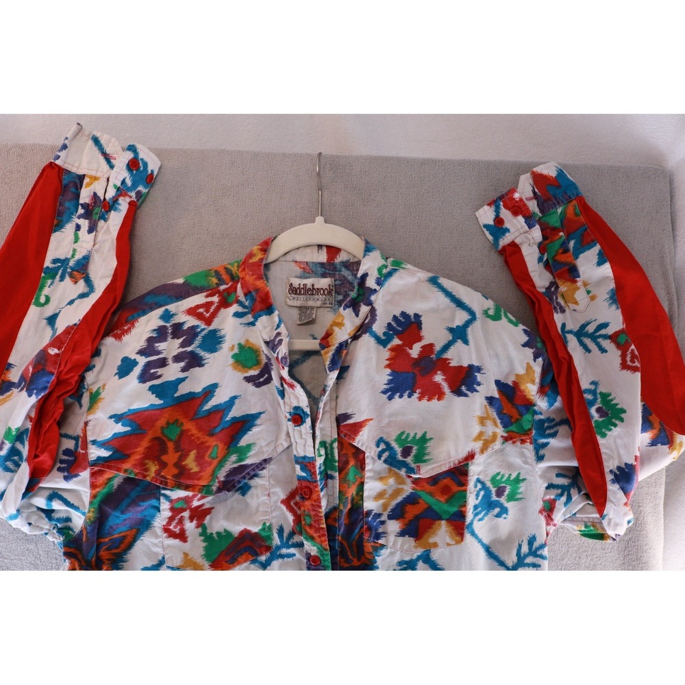 Saddlebrook Western Shirt Mens XL Southwestern Aztec Print Cotton Button Front - Picture 11 of 16